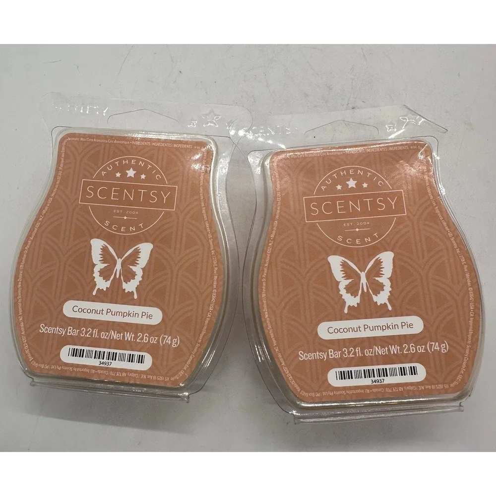 Lot 2 Scentsy Coconut Pumpkin Pie Wax Bars Retired Scent Authentic New